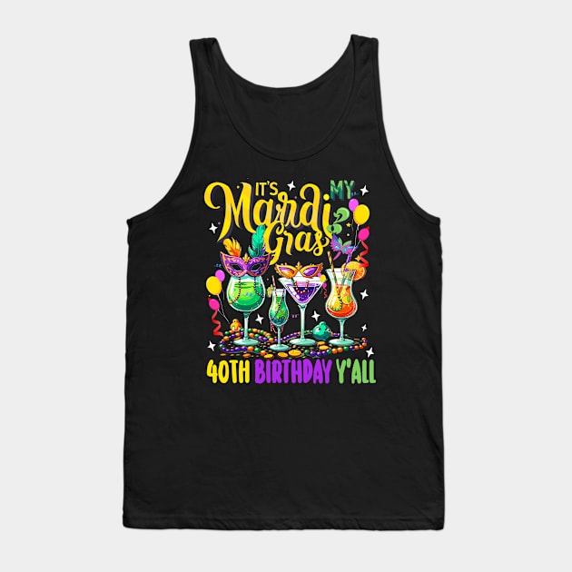 It's My Mardi Gras Birthday Y'all Shirt, Mardi Gras Carnival Birthday Boy Shirt, New Orleans Beads Birthday Gift , Fleur-de-lis Nola Costume Tank Top by AlmaDesigns